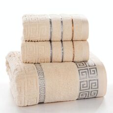 Set da bagno con asciugamani in cotone scozzese 3 pezzi (cachi)