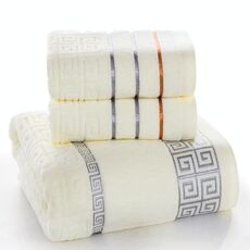 Set da bagno con asciugamani in cotone scozzese 3 pezzi (latteo)