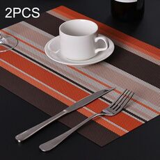 2 PZ Cucina Tavolo da pranzo Tovaglietta Tovaglioli Resistente al calore PVC Stripe Mat Tovagliette Manteles Centrini Sottobicchiere Cup Pad (arancione)