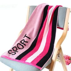 Asciugamano fitness ispessimento in cotone a righe (rosso)