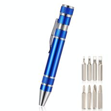 Set di cacciaviti mini penna multifunzione in alluminio 8 in 1 (blu)