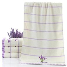 Asciugamani per il viso in puro cotone a righe addensate con motivo lavanda Asciugamani assorbenti per il viso (bianco)