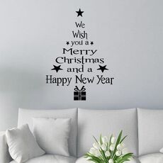 Benedizione Albero di Natale Soggiorno Finestra Porta in vetro Decorazione murale natalizia rimovibile (Nero)