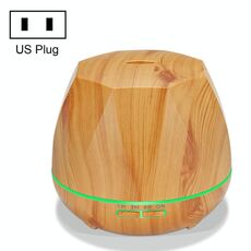 Macchina per aromaterapia umidificatore a ultrasuoni con telecomando a grana di legno diamantata Spruzzatore automatico di alcol con luci a LED, capacità: 400 ml, spina americana (colore legno chiaro)