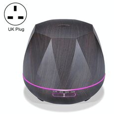 Diamond Wood Grain Remote Control Umidificatore ad ultrasuoni Macchina per aromaterapia Spruzzatore automatico di alcol con luci a LED, capacità: 400 ml, spina UK (colore legno scuro)