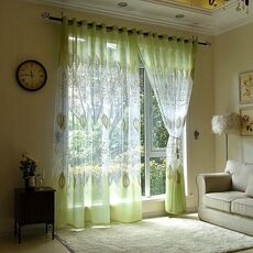 2 pezzi tende per finestra in tulle trasparente per soggiorno, camera da letto, cucina, dimensioni: 1mX2.5m (punch) (verde)