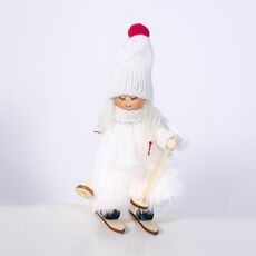 Ornamento per bambola da sci in peluche di lana di Natale 2 pezzi (bianco)