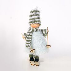 Ornamento per bambola da ragazza da sci in peluche di lana di Natale 2 pezzi (verde)