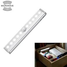 0,8 W 10 LED Luce bianca a schermo stretto Luce del sensore del corpo umano intelligente LED Luce dell'armadio del corridoio, versione di ricarica USB
