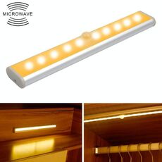 2W 10 LED Luce bianca calda Ampio schermo Luce del sensore del corpo umano intelligente LED Luce dell'armadio del corridoio, versione a batteria
