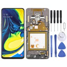 Schermo LCD Super AMOLED originale per Galaxy A80 Digitizer Assemblaggio completo con cornice (nero)