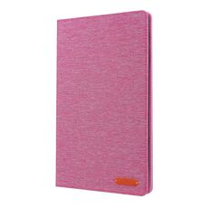 Per Galaxy Tab a 10.1 (2019) T510 / T515 Custodia in pelle con vibrazione orizzontale in tessuto Teature con supporto e slot per schede (rosa rossa)
