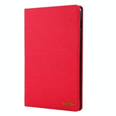 Per Huawei MediaPad M6 10.8 Custodia in pelle PU con vibrazione orizzontale in tessuto con supporto e slot per schede (rosso)