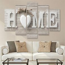 5 Pzs Stampa su tela Love Home Frameless Wall Art Immagini per la casa Soggiorno Decorazione camera da letto Decorazione, Dimensioni: 20x30cm x2,20x40cm x2,20x50cm x1