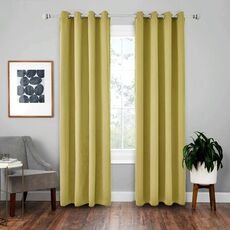 Tenda solida con isolamento in tessuto ad alta precisione per tende da 4 pezzi, dimensioni: 52 × 84 （132 × 213） (giallo)