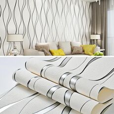 Simple 3D ondulazione dell'acqua ondulazione non tessuta wallpaper decorazione della casa adesivo murale (bianco)