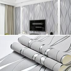 Semplice 3D ondulazione dell'acqua wallpaper non tessuta wallpaper decorazione della casa adesivo murale (grigio chiaro)