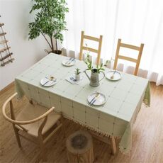 Tablecloth ricamato con lattice quadrata Pure Colot Cotton Biancheria in cotone Tappetino da caffè rettangolare Tappetino da caffè, Dimensioni: 100x160 cm (verde)