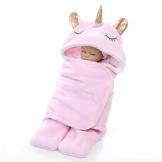 Coperta per neonato in doppia flanella invernale (rosa)