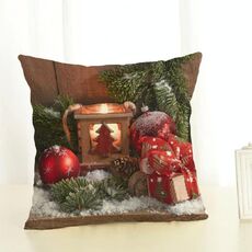 Decorazione natalizia Cuscino in cotone e lino cuscino per ufficio a casa senza cuscino, dimensioni: 45x45cm (regalo rosso)