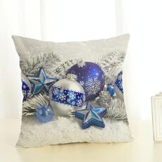 Decorazione natalizio Cuscino di cotone e lino cuscino per ufficio a casa senza cuscino, dimensioni: 45x45cm (stella blu)