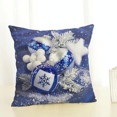 Decorazione natalizia Cotton and Linen Pillow Office Home Cushion senza cuscino, Dimensioni: 45x45cm (Blu Christmas)