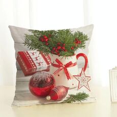 Decorazione natalizia Cotton and Linen Pillow Office Home Cushion senza cuscino, Dimensioni: 45x45cm (Natale rosso)
