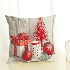 Decorazione natalizia Cotton and Linen Pillow Office Home Cushion senza cuscino, Dimensioni: 45x45cm (Regalo rosso bianco)