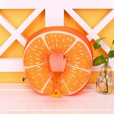 Frutta Cuscino da viaggio a forma di U Nanoparticelle Cuscino per il collo Cuscini per auto Cuscino morbido Tessili per la casa (Arancione)