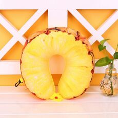 Frutta Cuscino da viaggio a forma di U Nanoparticelle Cuscino per il collo Cuscini per auto Cuscino morbido Tessili per la casa (Ananas)