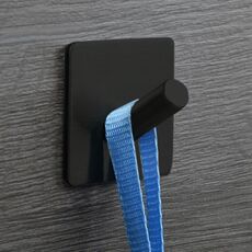 Appendiabiti da bagno non perforato in acciaio inossidabile con gancio obliquo nero