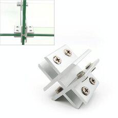 Clip di fissaggio per divisorio per armadio con morsetto combinato in vetro in lega di alluminio di tipo a croce, con clip da 8-10 mm