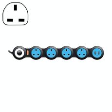 Scheda di cablaggio plug-in di ricarica Scheda Creative Rotary Towline Presa deformata 13A con USB, spina UK, presa a 5 bit (nera)
