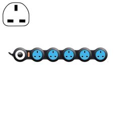 Scheda di cablaggio plug-in di ricarica Scheda Creative Rotary Towline Presa deformata 13A, spina UK, presa a 5 bit (nera)