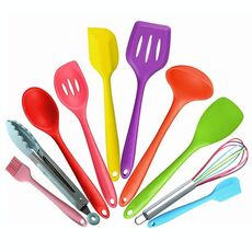 kn607 Set di utensili da cucina in silicone colorato 10 in 1