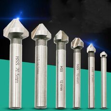 6 in 1 Coltello per smussatura a tre taglienti da 90 gradi Fresa per lavorazione del legno Fresa per smussatura Macchina per smussatura, confezione: scatola di ferro (diamante bianco)