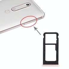 Vassoio scheda SIM + vassoio scheda SIM / vassoio scheda micro SD per Nokia 6.1 / 6 (2018) / TA-1043 TA-1045 TA-1050 TA-1054 TA-1068 (oro)