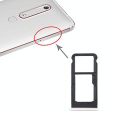 Vassoio scheda SIM + vassoio scheda SIM / vassoio scheda micro SD per Nokia 6.1 / 6 (2018) / TA-1043 TA-1045 TA-1050 TA-1054 TA-1068 (bianco)