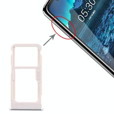 Vassoio scheda SIM + vassoio scheda SIM / vassoio scheda micro SD per Nokia 5.1 Plus / X5 TA-1102 TA-1105 TA-1108 TA-1109 TA-1112 TA-1120 TA-1199 (Argento)
