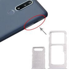 Vassoio scheda SIM + vassoio scheda SIM + vassoio scheda micro SD per Nokia 3.1 Plus (bianco)