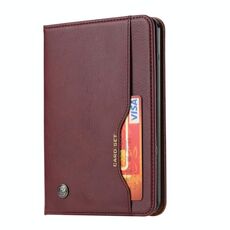Per kindle 2019 Custodia in pelle a ribaltamento orizzontale con struttura in pelle impastata con portafoto, portafoto, slot per schede e portafoglio (rosso vino)