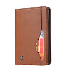 Per kindle 2019 Custodia in pelle a ribaltamento orizzontale con struttura in pelle impastata con cornice per foto e supporto, slot per schede e portafoglio (marrone)
