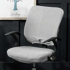 Fodera per sedia da ufficio elasticizzata universale, dimensioni: fodera posteriore + fodera per cuscino (grigio argento)