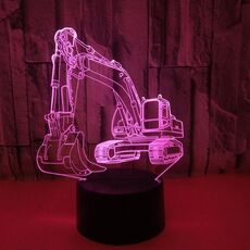 3W Escavatore 3D Light Colorful Touch Control Light Lampada da tavolo creativa piccola con base nera, Stile: interruttore tattile