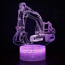 3W Excavator 3D Light Colorful Touch Control Light Lampada da tavolo creativa piccola con base Crack, Stile: interruttore tattile + telecomando