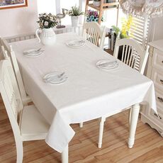 Tovaglia addensata in cotone e lino Tovaglia da caffè lavabile con giuntura orlo per banchetti nuziali, dimensioni: 90x140 cm (bianco senza pizzo)