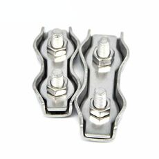 Morsetto per fune metallica a doppio morsetto con piastra in acciaio inossidabile 304 da 5 pezzi, specifica: M4, stile: doppia clip