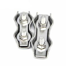 Morsetto per fune metallica a morsetto singolo con piastra in acciaio inossidabile 304, specifica: M6, stile: doppia clip