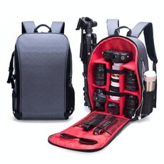 SLR della fotocamera Borsa antifurto impermeabile grande capacità spalla all'aperto borsa borsa per fotocamera moda zaino (rosso)