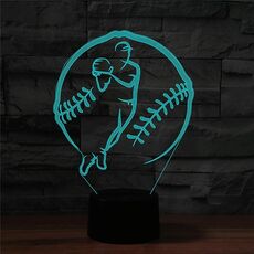 Lampada da tavolo con luce di visione a LED colorata a forma di sport da baseball 3D, versione touch USB